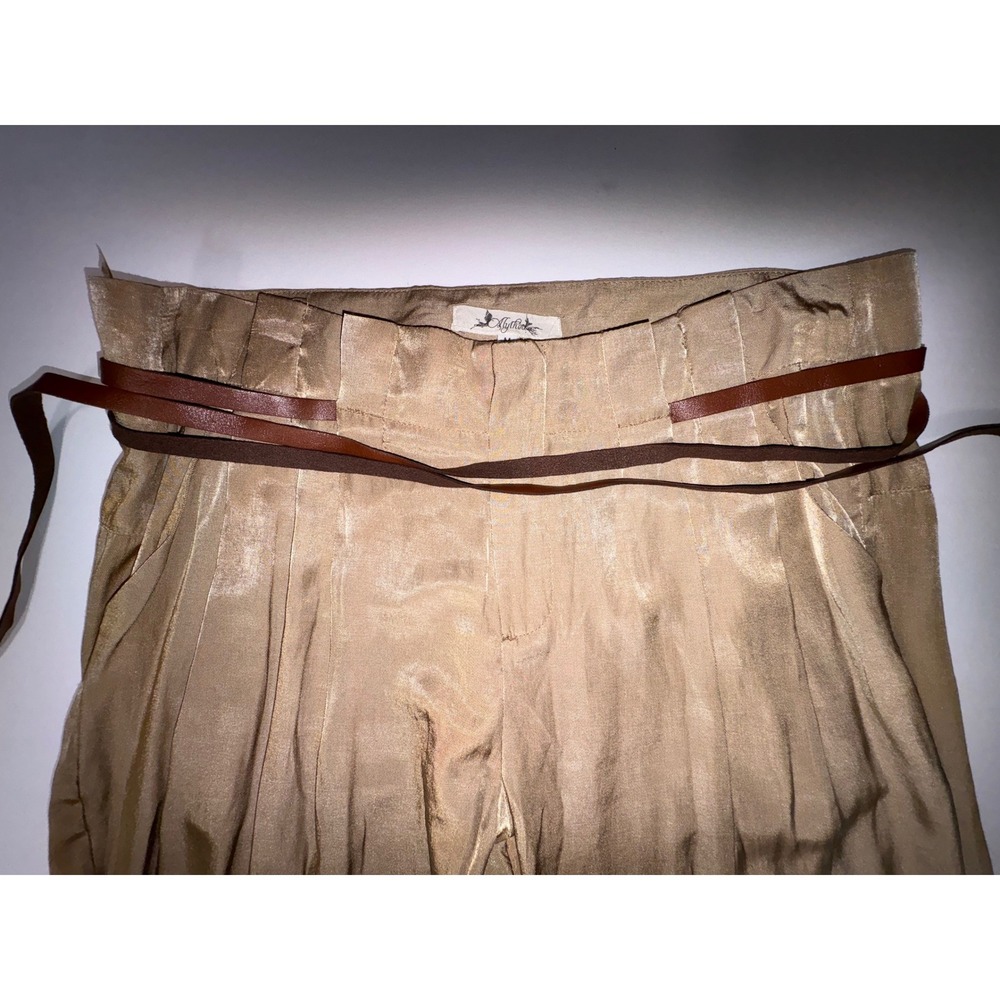 Alythea Women's M Beige Pleated  Belted‎ Pants - Picture 3 of 9